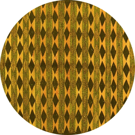 Ahgly Company Indoor Round Abstract Yellow Contemporary Area Rugs, 3' Round