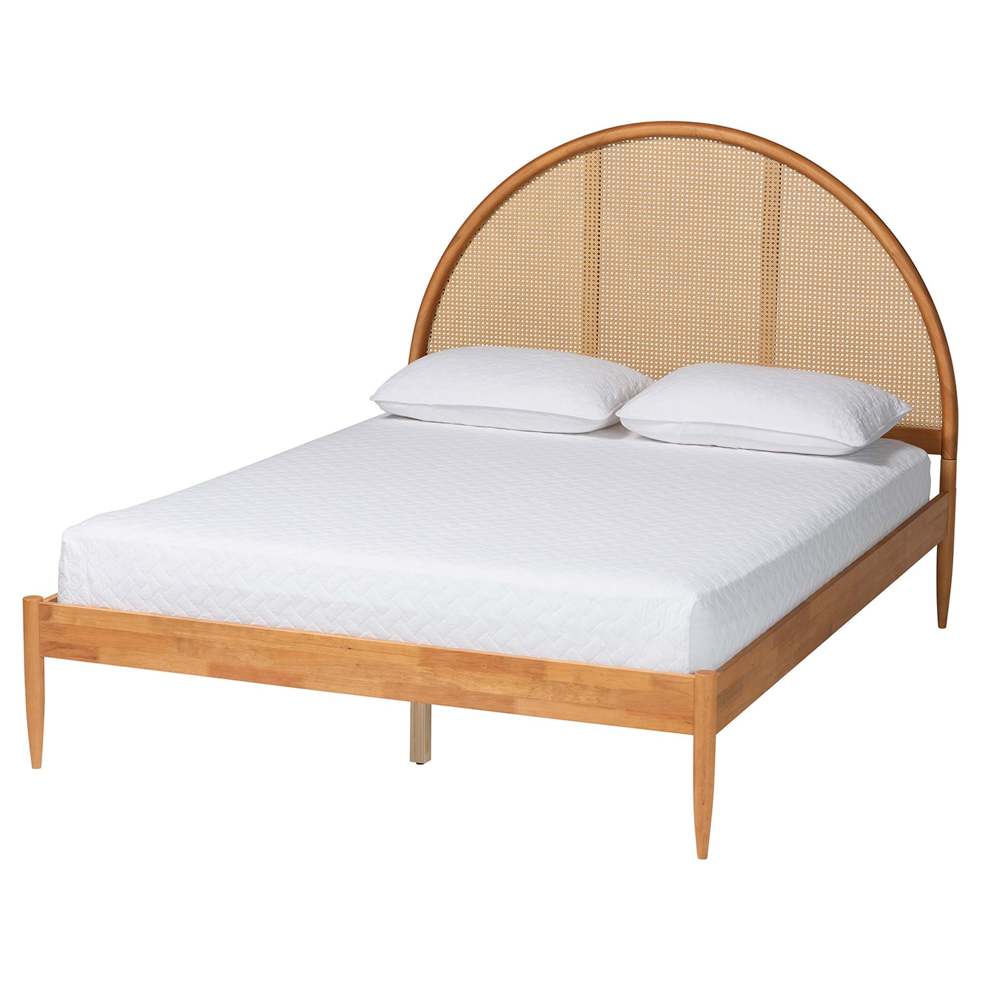 Baxton Studio Wrenley Japandi Platform Bed, Queen, Antique Rattan