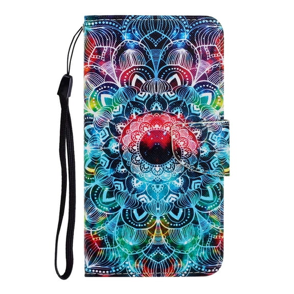 iPhone 13 Pro Wallet Case, Colorful Pattern PU Leather Kickstand Card Slots Case Magnetic Shockproof Protective Slim Soft Flip Phone Case Cover For iphone 13 Pro,Mandala
