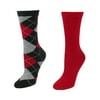 Women's Cashmere Argyle and Solid Crew Gift Sock Set (Pack of 2)