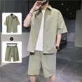 thumbnail image 3 of Vedolay Mens Short Sets Men's Summer 2 Piece Outfits Casual Shirts and Classic Fit Sport Shorts Set,White XL, 3 of 4