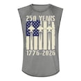 thumbnail image 3 of 250 Anniversary USA Shirt Mens Tank Independence Day USA Flag Print Crew Neck Sleeveless Tshirt Retro Graphic Relaxed Fit Workout Daily Wear Shirts, Gray, #01 Gray, 3 of 3