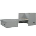 thumbnail image 5 of Queen Size Murphy Bed, Solid Wood Foldable Pull Out Bed Cabinet with Built-in Charging Station and Large Drawers, No Spring Box Needed, for Apartments, Bedrooms, Light Gray, 5 of 8