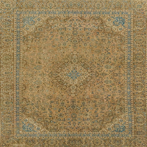 Ahgly Company Indoor Square Abstract Oak Brown Abstract Area Rugs, 5' Square