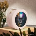 thumbnail image 6 of Yiaed Modern Abstract Colorful Skull Print Travel Jewelry Case Bridesmaid Gift Boxes Jewelry Travel Organizer Small Round Jewelry Box Mini Storage-Pink, 6 of 7