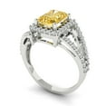 thumbnail image 2 of 1.935 ctw with Simulated Diamond Halo Accents Anniversary Ring for Women | Emerald Cut Natural Citrine | Hyperallergenic Solid 18K White Gold, 2 of 5