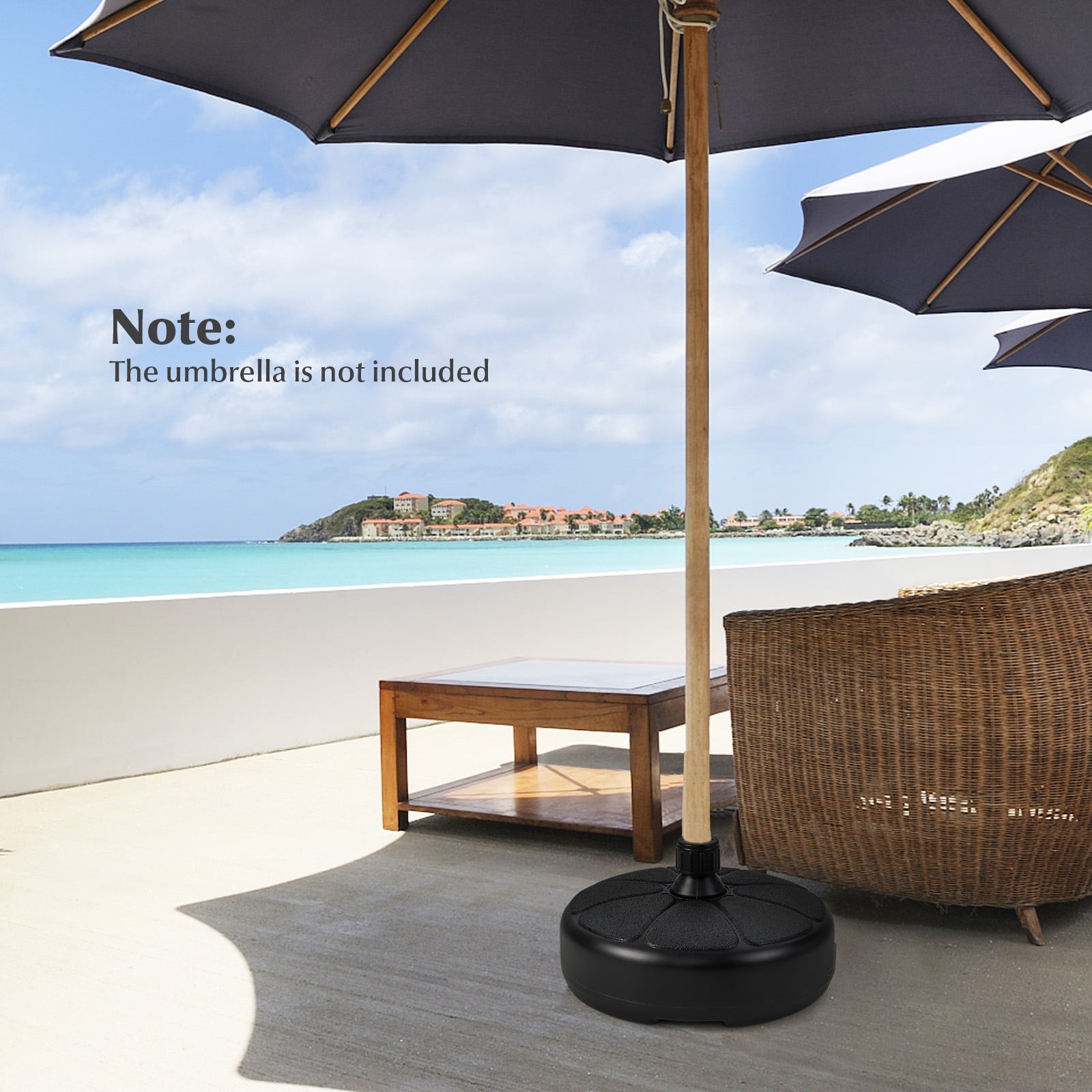 Topbuy Fillable Round Umbrella Base Water & Sand Filled Patio Umbrella Stand Suitable for 1.5” Umbrella Poles