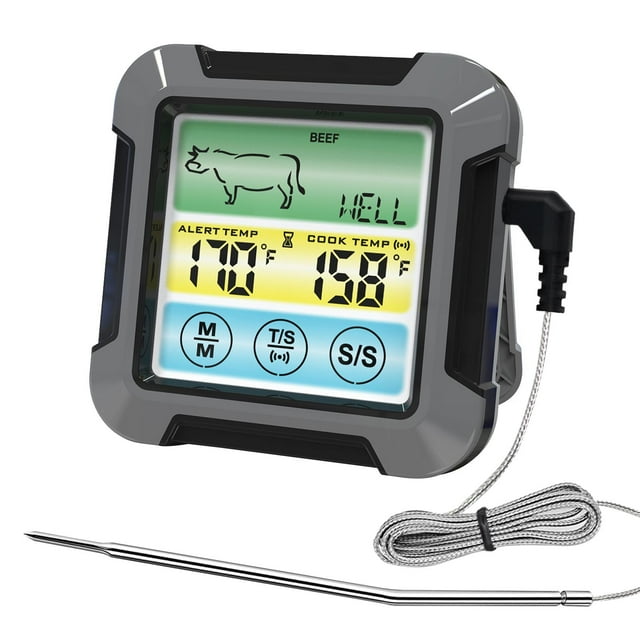 Sonda ,Cocina Carne Sonda De Temperatura Cocina,Remoto LCD Digital Alimentos Carne Digital,Sonda para alimentos de lectura instantánea con retroiluminación LCD,BBQ Timer Gloria Sonda de carne