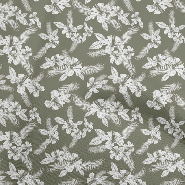 oneOone Polyester Spandex Dusty Green Fabric Tropical Craft Projects Decor Fabric Printed By The Yard 56 Inch Wide