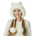 thumbnail image 1 of Tuque d'Hiver pour Femmes, Péruvienne, Cache-Oreilles, Cache-Oreilles, Sherpa, Ski, Neige, Tricotée, Doublée en Molleton, 3 Pompons, 1 of 5