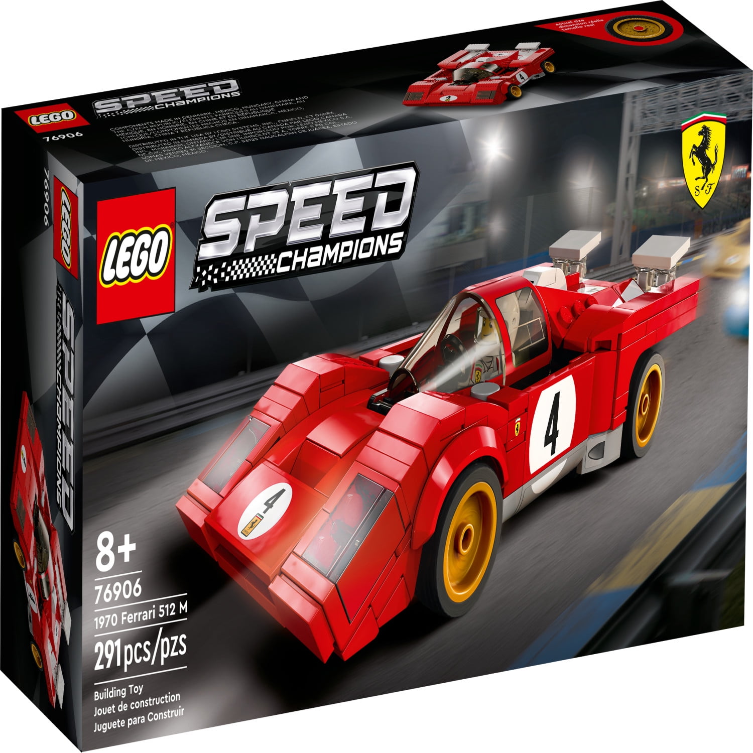 LEGO Speed Champions 1970 Ferrari 512 M 76906 Building Set - Sports Red Race Car Toy, Collectible Model Building Set with Racing Driver Minifigure, Gift for Grandchildren, Boys, Girls and Kids Ages 8+