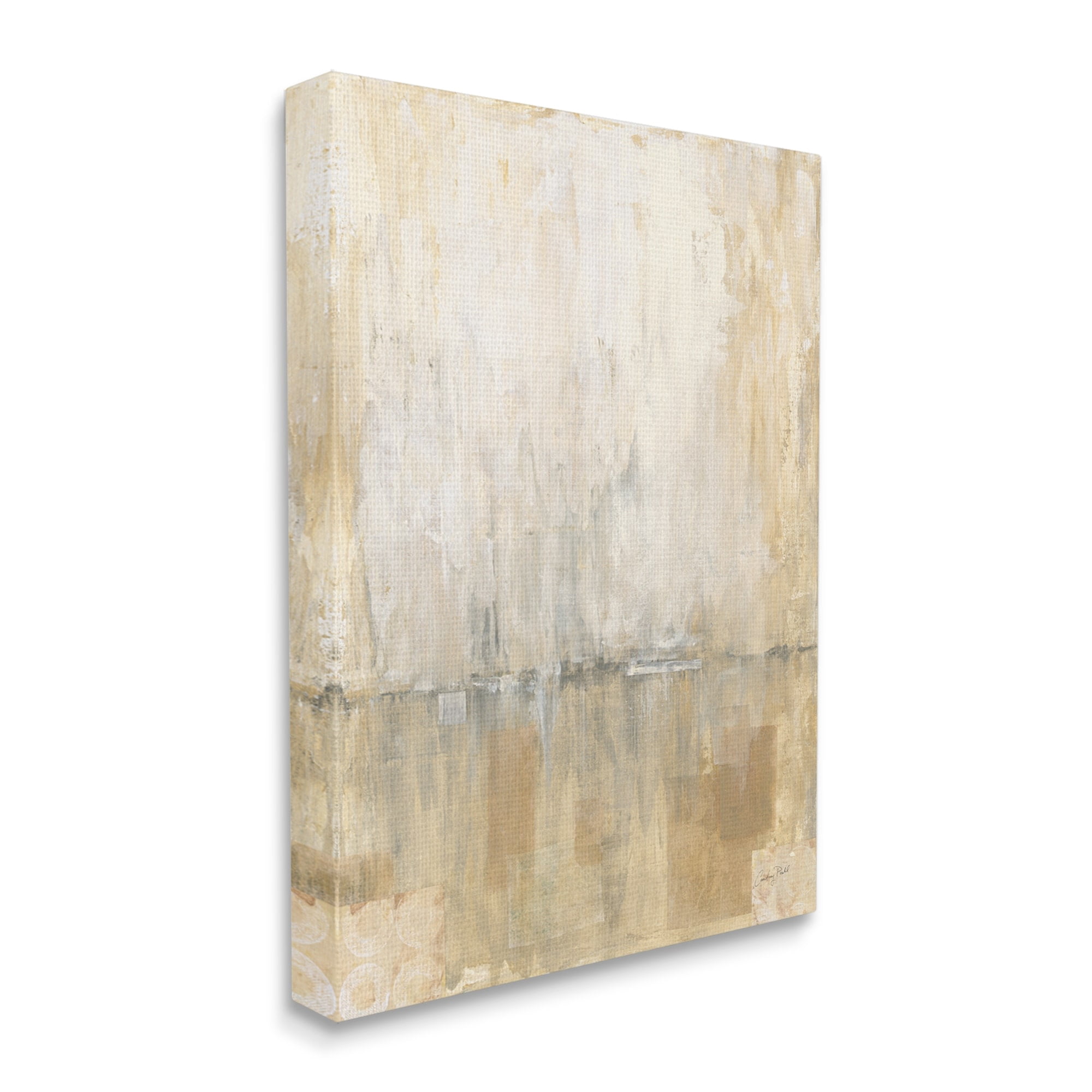Stupell Industries Distressed Abstract P. Strokes Beige Grey Horizon Circles, 24 x 30, Design by Courtney Prahl