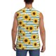 thumbnail image 4 of Fotbe Blue White Striped Sunflower A Men's Camiseta sin Mangas Estampada para Hombres, Playera Casual para Gimnasio, Entrenamiento, Playa-Large, 4 of 7