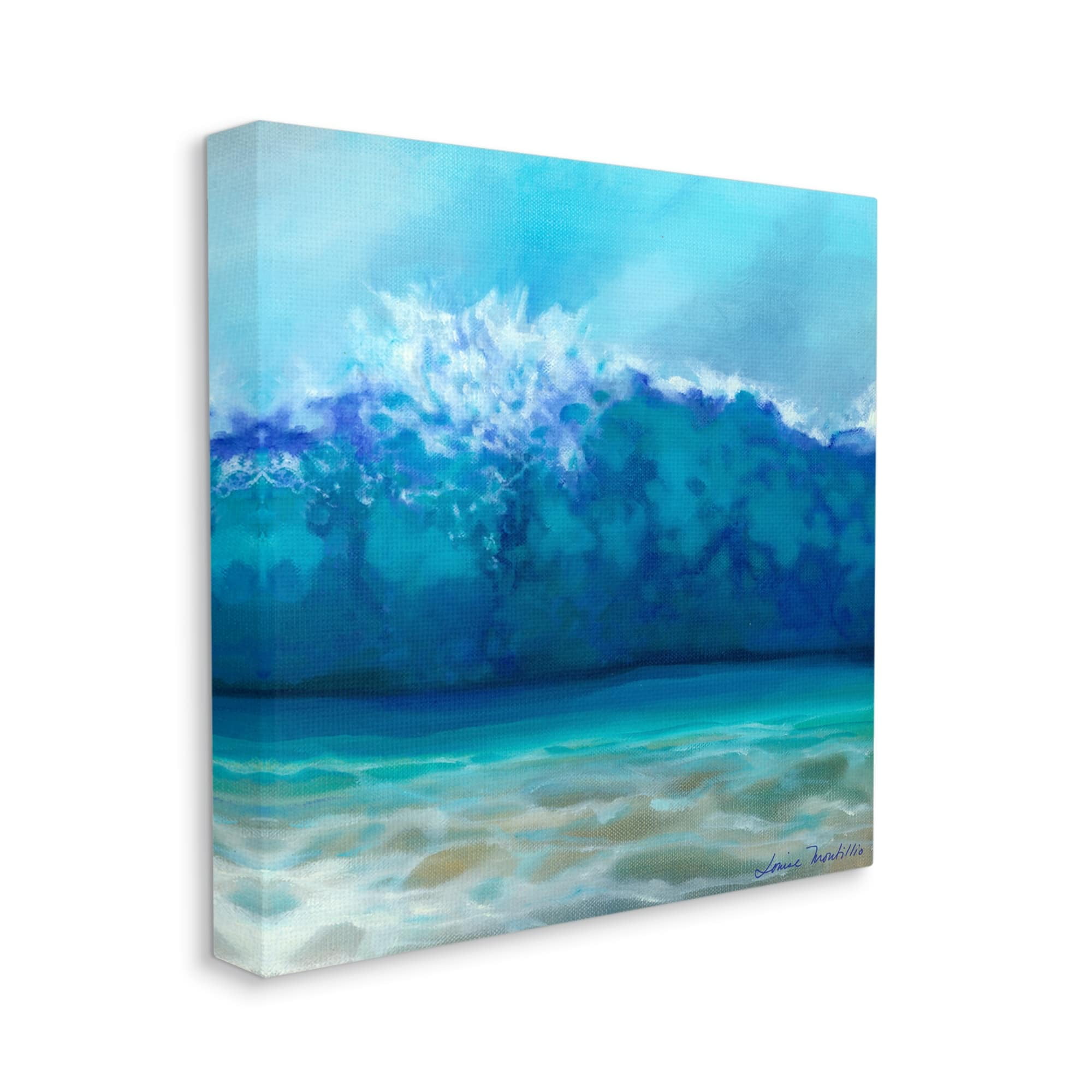Stupell Industries Vivid Blue Tsunami Wave Splash Coastal Painting Gallery Wrapped Canvas Print Wall Art