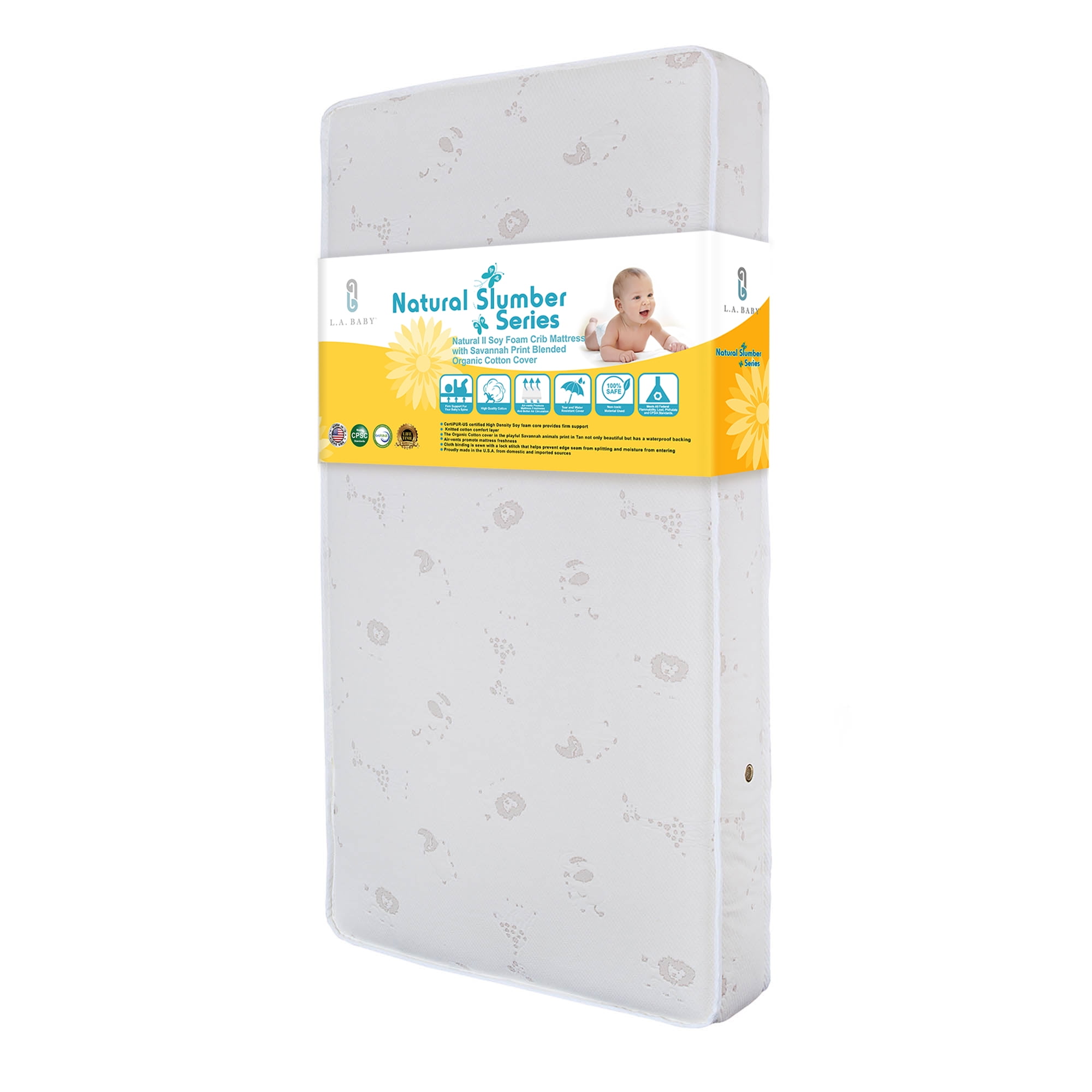 LA Baby Natural II Soy Foam Crib Mattress with Savannah ...