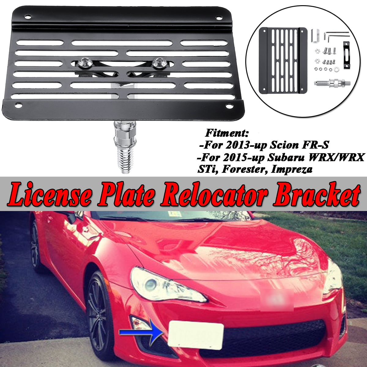 Front Bumper Tow Hook License Plate Mount Bracket For Subaru WRX STI