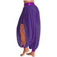 thumbnail image 2 of iiniim Women's Belly Dance Harem Pants Side Slits Sequins Bloomers Halloween Fancy Pants Trousers Purple One Size, 2 of 7