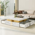 thumbnail image 6 of Harper & Bright Designs Square Coffee Table with 4 Storage Drawers, Modern Gold Cocktail Table Center Table for Small Space, White, 6 of 12