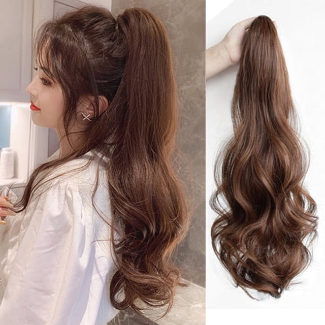 Peluca de cola de caballo con agarre para cabello largo y rizado, ondas grandes, cola de caballo alta para mujer, trenza con garra, peluca de cola de caballo rizada