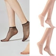 thumbnail image 2 of Huhudde 5 Pairs Women Super Thin Sheer Ankle Socks Breathable Nylon Hosiery Silk Texture Nonslip Cuffs Low Cut Short Socks, 2 of 15