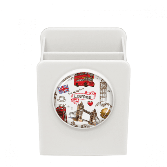 Heart Tower Bus Car UK Hamburger Desk Pencil Holder Cup Pen Organizer