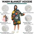 thumbnail image 5 of Wearable Oversized Blanket,Pioneer Flower Floral Print Pattern Wearable Blanket Hoodie for Adults,Cozy Hooded Blankets with Super Pockets,Super Warm Fuzzy Pullover for Women & Men, 5 of 6