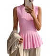 thumbnail image 2 of Women Summer Sweater Vest Slim Fit Ribbed Knit Round Neck Shirt, 2 of 4
