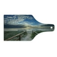 thumbnail image 2 of Beach Cutting Board, Entry to the Beach with Leading Handrails Surrounded by Bushes Sunrise Cloudy Weather, Tempered Glass Cutting and Serving Board, Wine Bottle Shape, Multicolor, by Ambesonne, 2 of 5