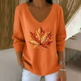 thumbnail image 2 of Uootdi Halloween Women's Long Sleeve Shirts Sequin Pumpkin Print Maple Leaf Casual Striped Fabric Gift T-Shirt, 2 of 3