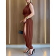thumbnail image 5 of CHICME Womens Summer One Piece Jumpsuit Sleeveless Dressy Jumpsuits High Slit Casual Overalls for Vacation Evening Wear Brown-L, 5 of 8