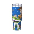 thumbnail image 2 of Woody Buzz Story Bouteille d'Eau 40oz Ice Bully avec Poignée Paille de Bouteille Sport Isolée en Acier Inoxydable Réutilisable Étanche Gobelet de Voiture, 2 of 9
