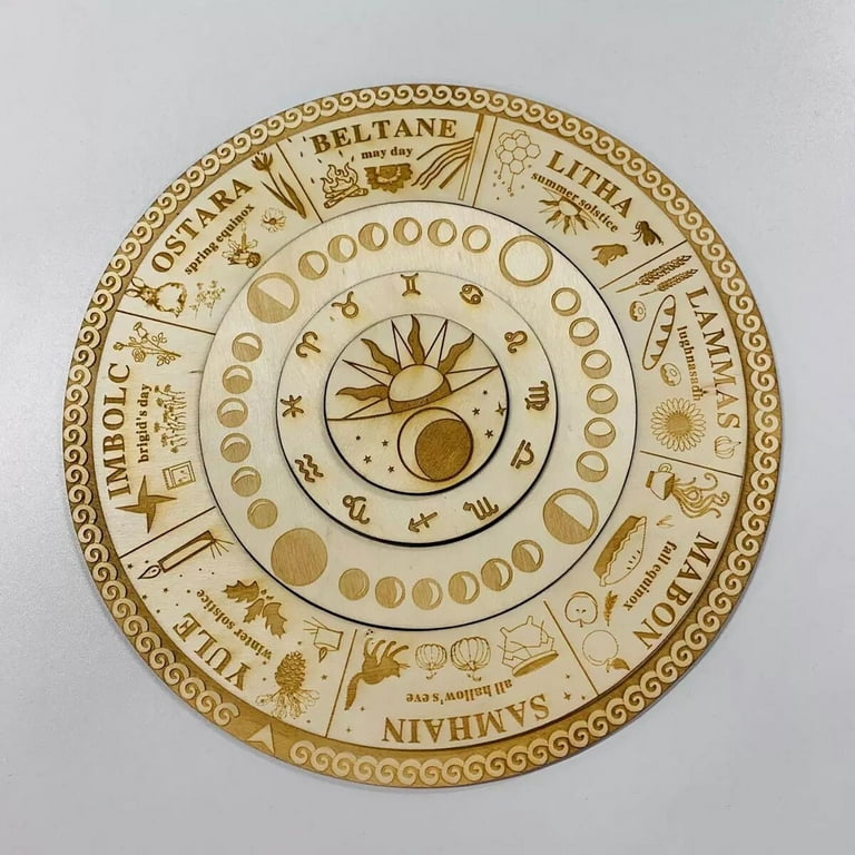 Jiyugala Desktop Decor Wheel of The Year Calendar Annual Wheel Wood Sign  12x12 Inch Sabbats Witch Sign Wiccan Holidays Calendar Christmas Altar  Celestial Sign Vintage Handmade - Walmart.com
