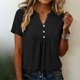 thumbnail image 2 of Tops de Manga Corta para las Mujeres Loose Fit V Cuello Botón Blusa Casual Ligero Verano, 2 of 9