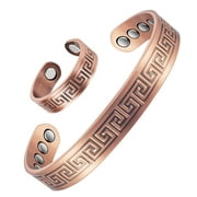 Wollet Magnetic Maze Design Copper Bangles& Ring for Men, Copper Jewelry Set, Christmas Gift CPB-0923 CPR-0923