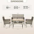 thumbnail image 6 of FDW Patio Conversation Set 4 Pieces Wicker Outdoor Furniture Set with Loveseat, Gray Wicker / Khaki Cushions, 6 of 7