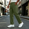 thumbnail image 6 of HomeDM Men's Lounge Pants Drawstring Waist with Pockets Casual Trousers Army Green Workout Hiking Work Joggers Size 2XL, 6 of 7