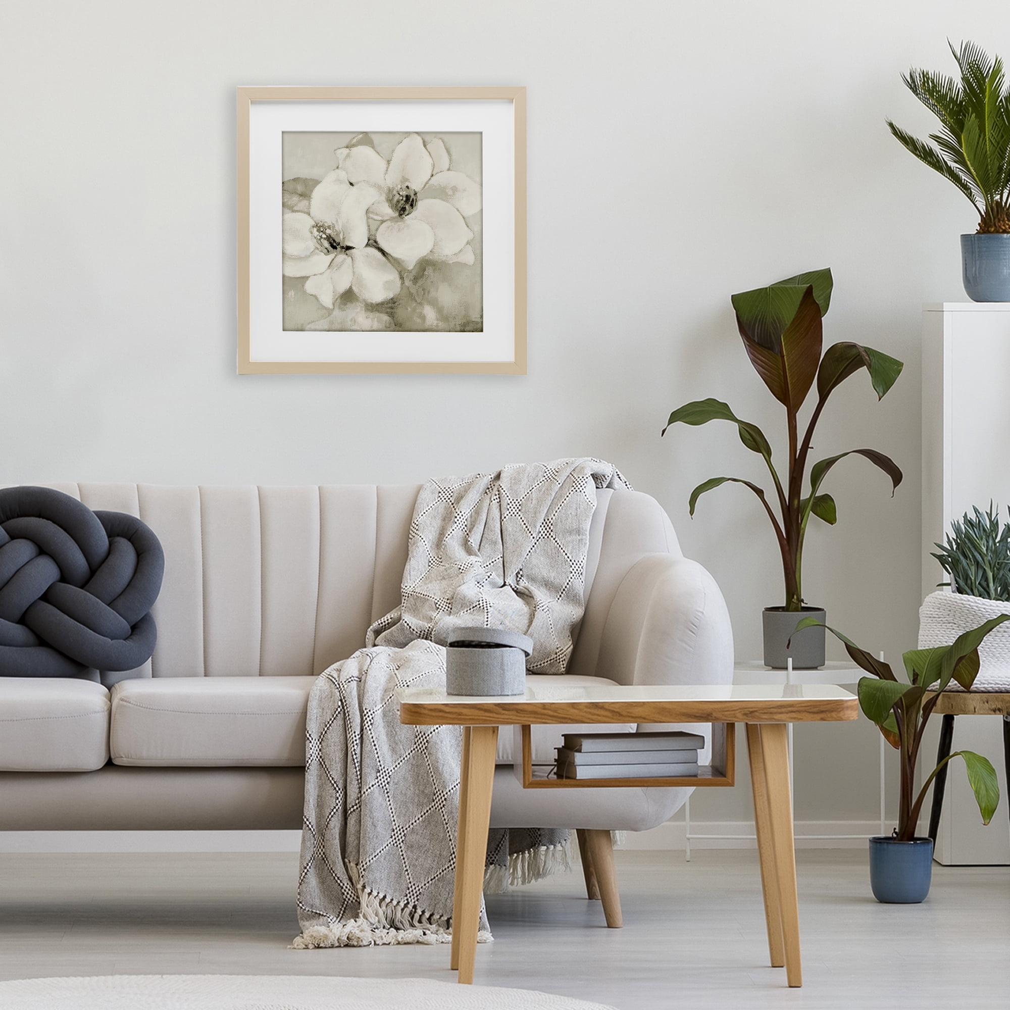 Stupell Industries Subtle Beige Magnolias Birch Framed Print Under Glass, design by Lanie Loreth