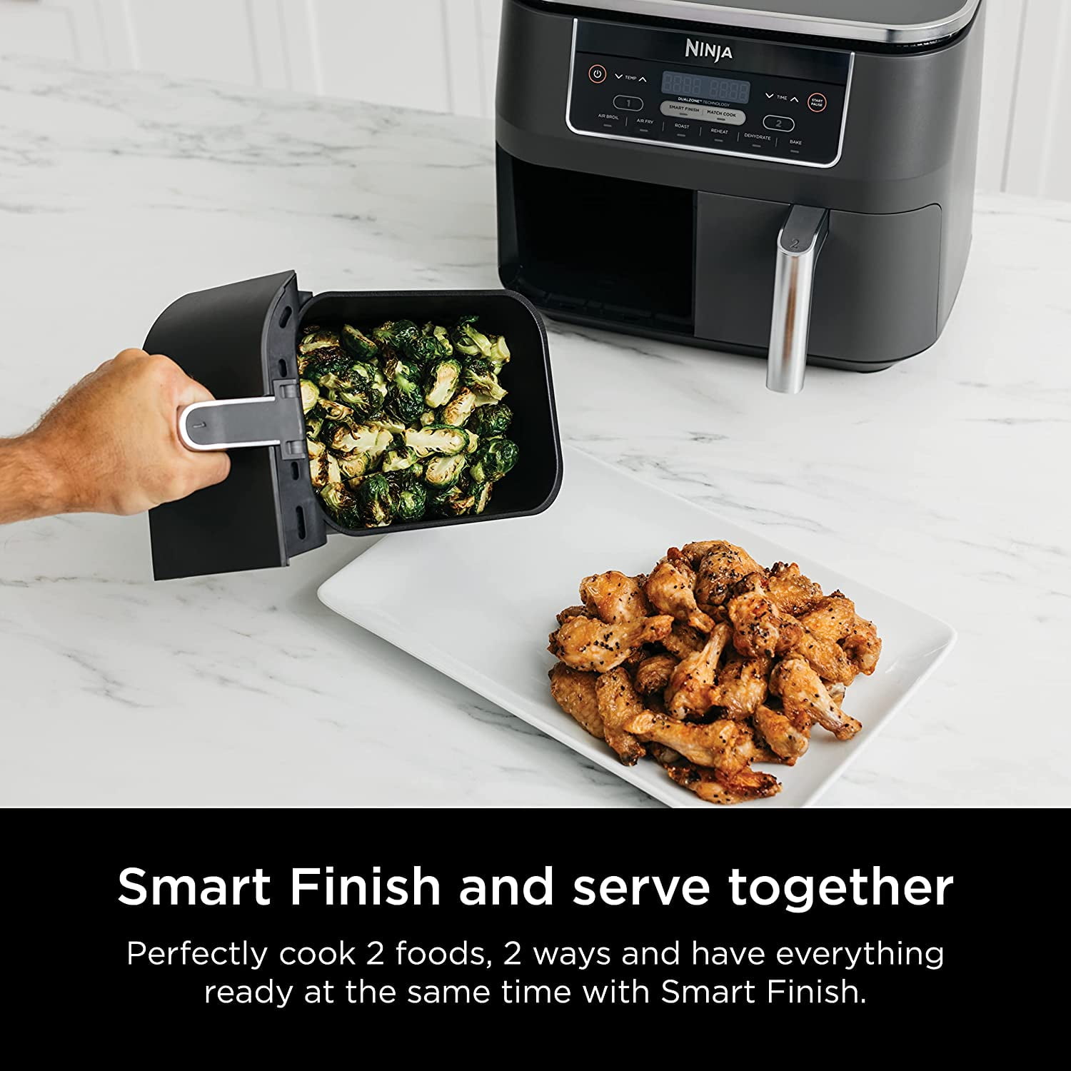 FOODI® 2-BASKET AIR FRYER, air fryer, basket, Mix and match 6 functions  like air fry, roast, bake & more across two independent baskets, By Ninja  Kitchen