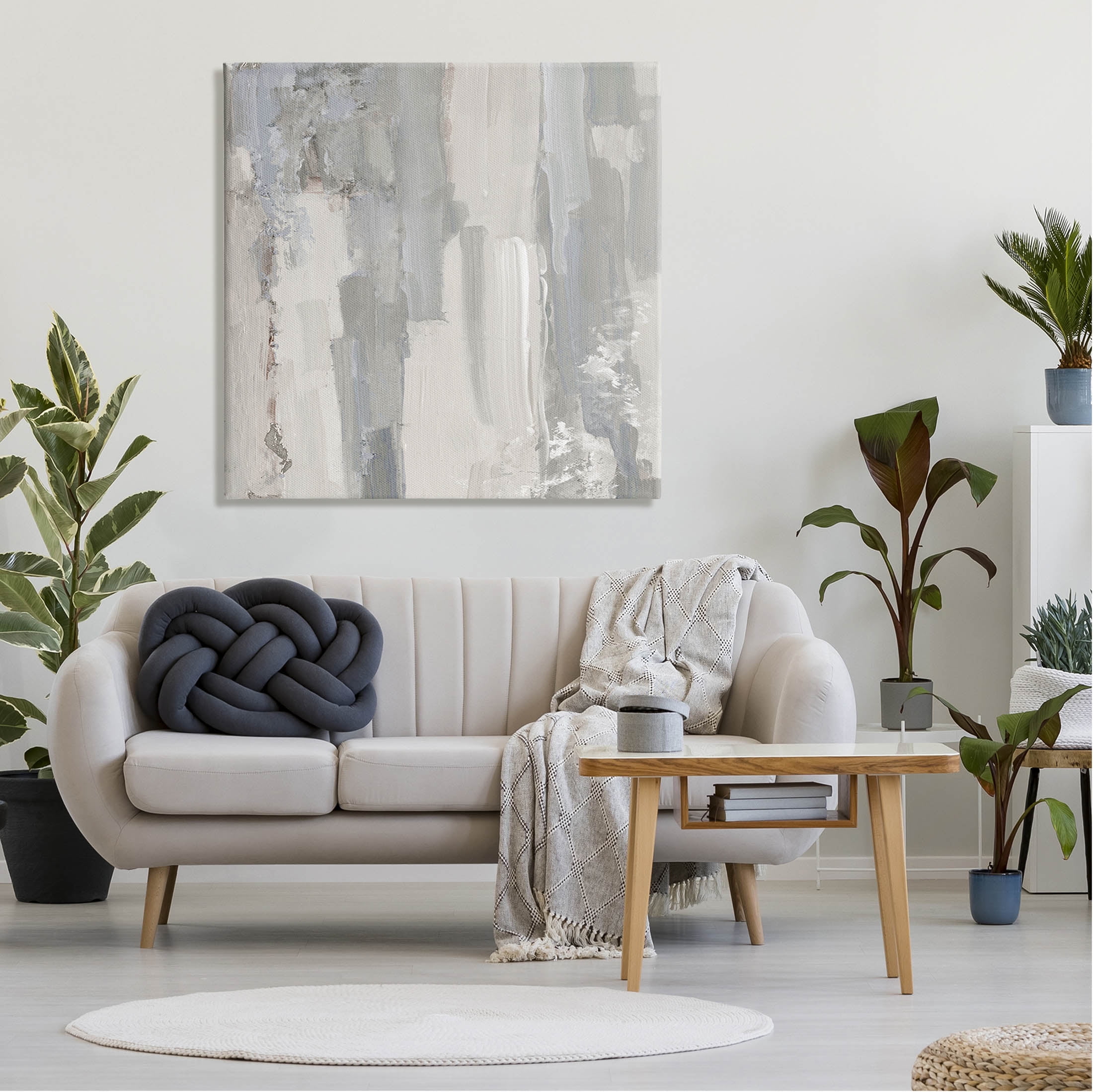 Grey Brushed Abstract Arrangement Abstract Painting Gallery Wrapped Canvas Print Wall Art