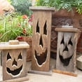 thumbnail image 7 of 1PC Halloween Decorations Outdoor Wooden Jack-O-Lantern Lantern, Rustic Fall Decor ,Horror Prop for Yard Decorations Outdoor, Spooky Horror Decor for Porch Garden Patio & Halloween Animatronics, 7.8", 7 of 7