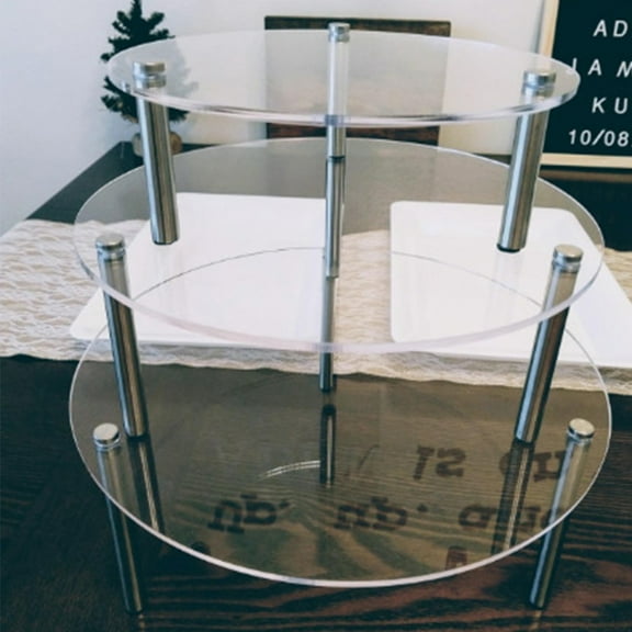 HEMOTON Transparent Acrylic Cake Display Rack for Cupcake Decoration Three Piece Stand Props 3 Layers