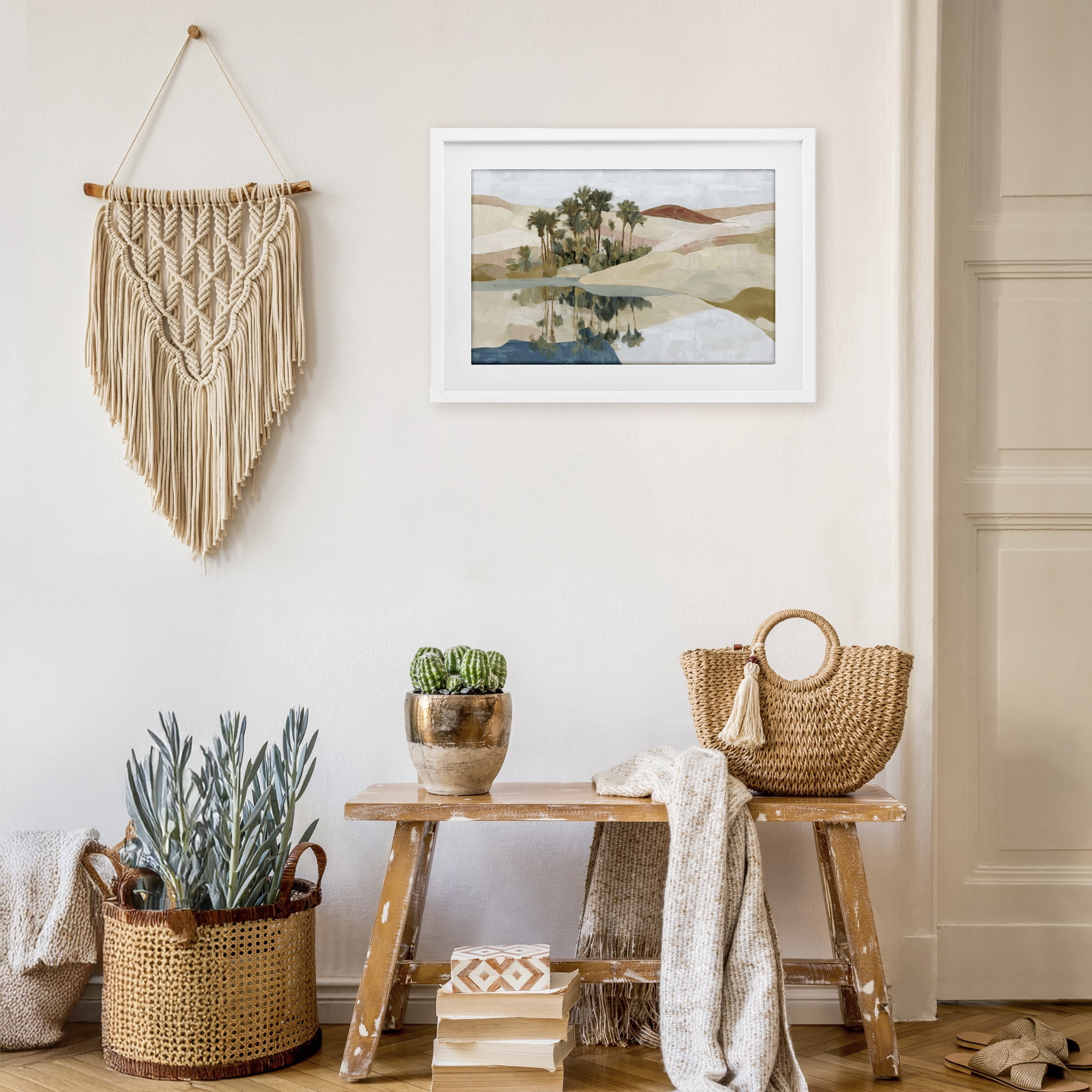 Stupell Industries Desert Oasis with Palm Reflection White Framed Print Under Glass, design by Chromatic Storm Studio