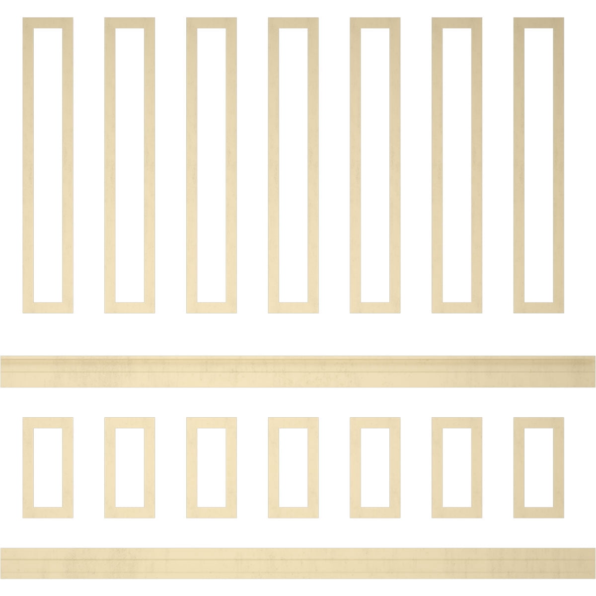 Ekena millwork 94 1/2"L (Adjustable 94 1/2"H to 120"H) Ashford Square Panel Stacked Wall Wainscot Paneling Kit