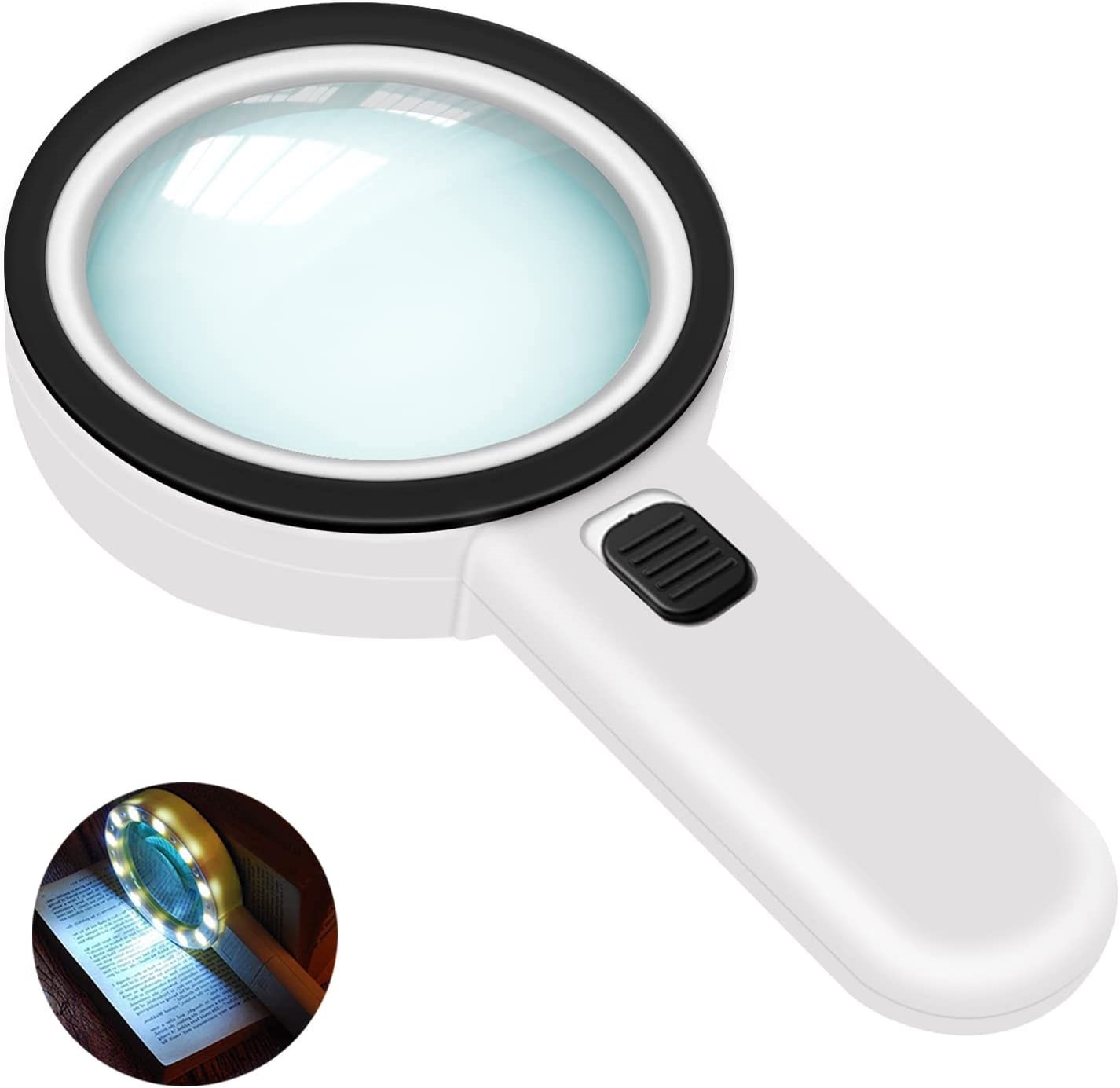 Magnifier Magnifying Glass with Light, 30X Handheld 12 LED Illuminated