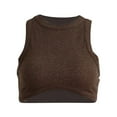 thumbnail image 1 of CNKOO Crop Tops pour Femmes Décontracté Couleur Unie Col Ajusté Sans Manches, 1 of 5