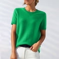 thumbnail image 2 of BRDFRL Womens 2025 Spring Short Sleeve Crew Neck Striped Pullover Sweater Business Casual Ribbed Knit Tops Green 2XL, 2 of 8