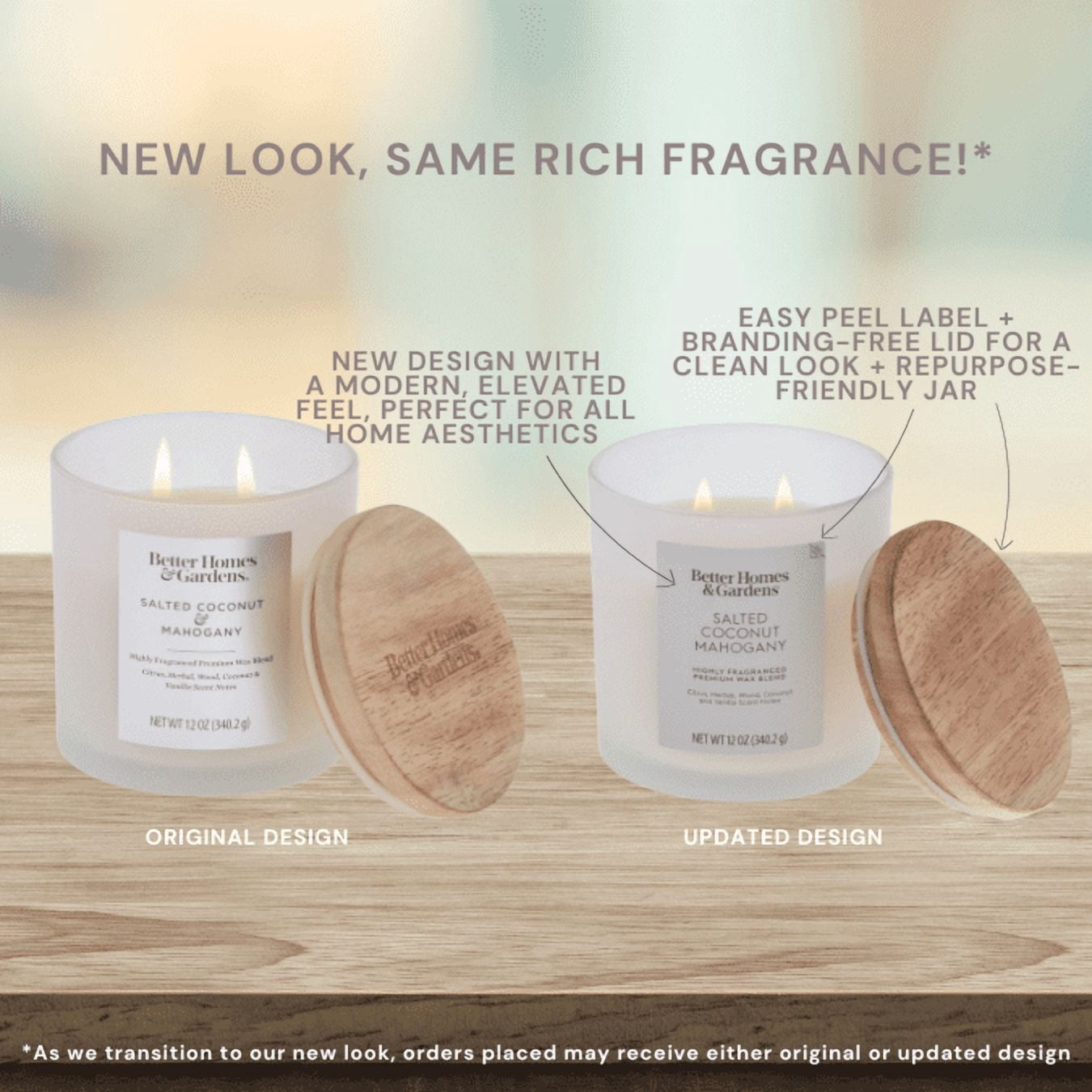 (2 pack) Better Homes and Gardens Almond Koa Wood Scented 2-Wick Frosted Jar Candle 12oz.