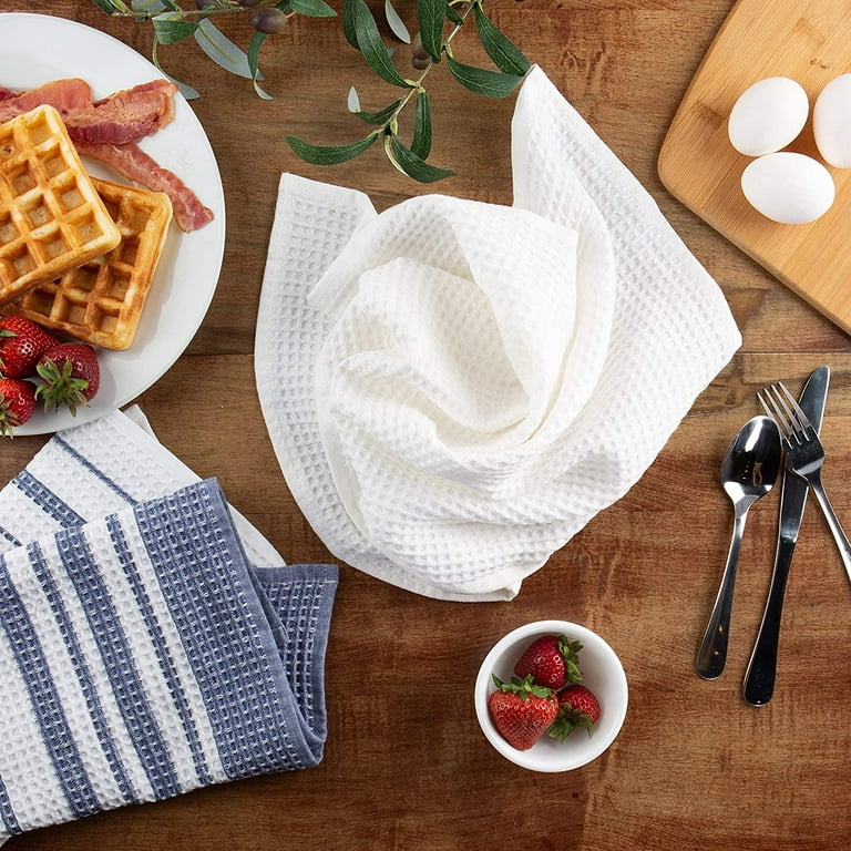 Sticky Toffee Cotton Waffle Weave Kitchen Towels, Blue, 3 Pack, 28 in x 16 in