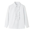 thumbnail image 5 of ZACPNCV Uniform Shirts for Girls Ruffle Princess Lace Collar Long Sleeve Button Down Bowknot Blouse White 8-10 Years, 5 of 8