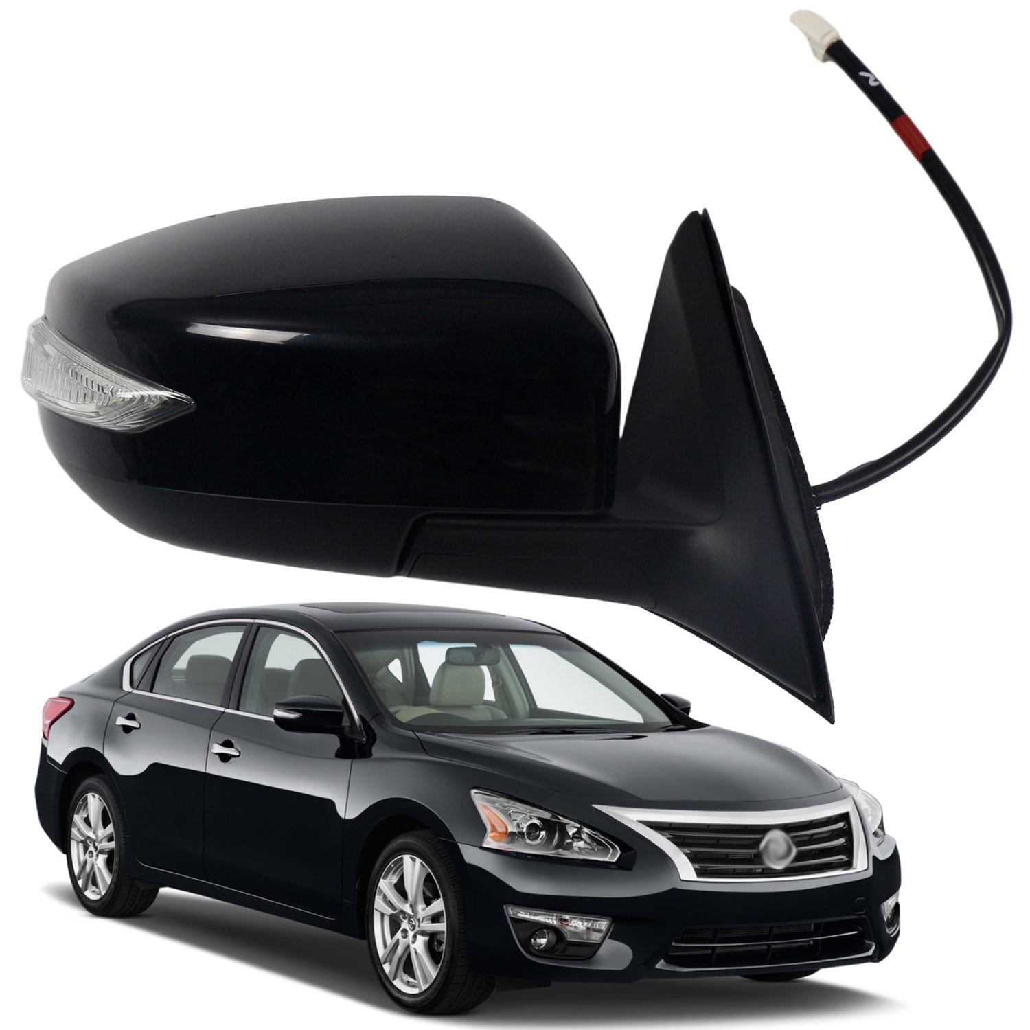 Right Passenger Side Mirror for 2013-2018 Nissan Altima Power Heated LED TURN INDICATOR Door Mirror for 2013 2014 2015 2016 2017 2018 Nissan Altima Accessory, Black